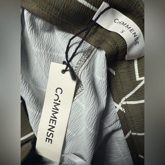 NWT Commense Olive Wide Leg Geometric Pants - Picture 7 of 9